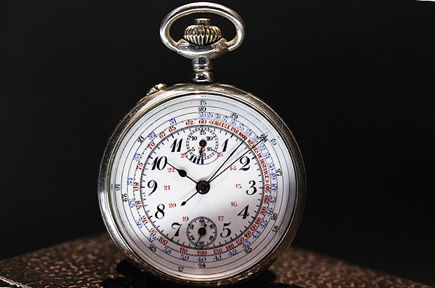 1900年前後製造 ポケットウォッチ ワンプッシュクロノグラフ 懐中時計 バルジュー5搭載モデル