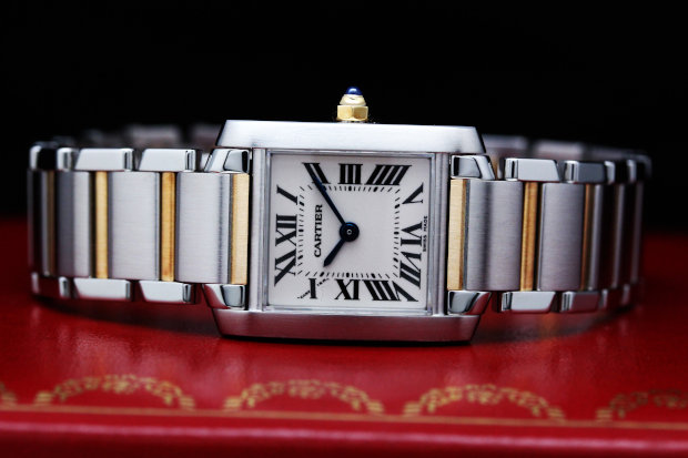 Cartier Tank Anglaise Stainless Steel and Yellow Gold
