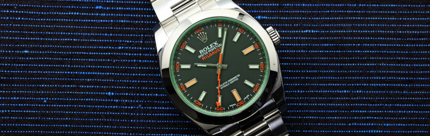 Rolex Green Crystal Milgauss Steel Automatic Oyster Bracelet Watch 116400GV