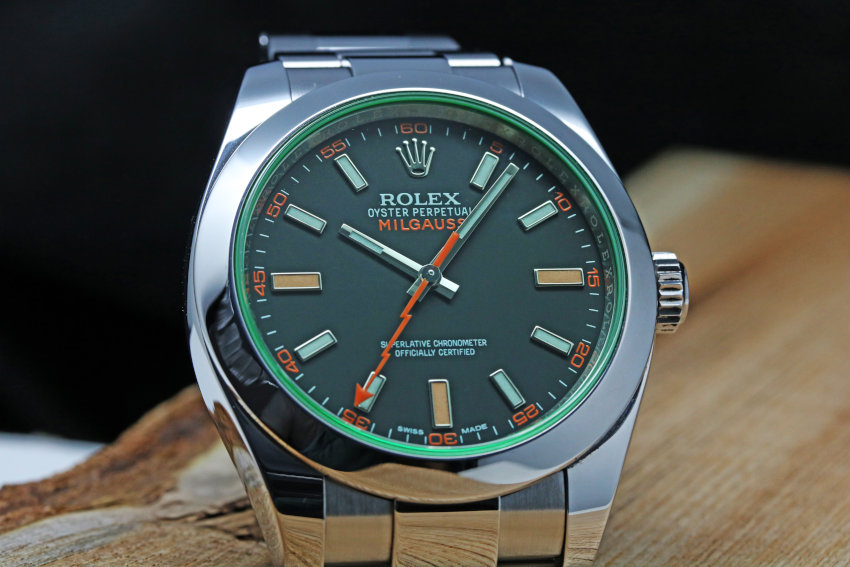 Rolex Green Crystal Milgauss Steel Automatic Oyster Bracelet Watch 116400GV (9)